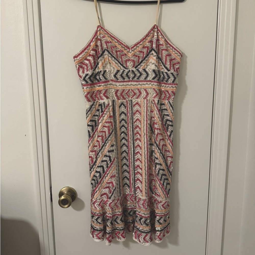 Parker Beaded Flounce Dress